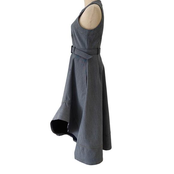 Cinq a Sept Zelda Belted Asymmetric Sleeveless Denim Midi Dress US 4 - Picture 9 of 10